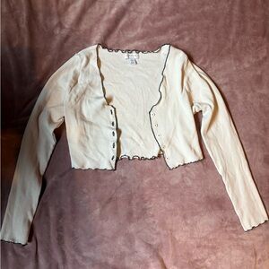 Topshop Cream Crop Top with Black Trim